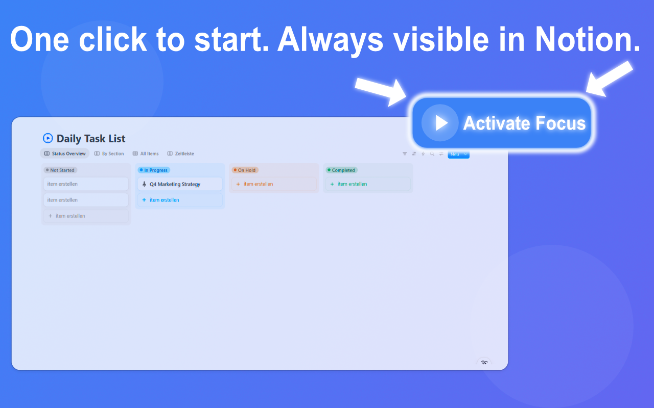 Screenshot of the Akarnu extension interface displaying a list of Notion tasks.